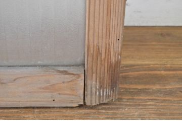 アンティーク建具　銀モールガラス入り!シンプルでどんなお部屋にも合わせやすいガラス窓2枚セット(ガラス戸、引き戸)(R-064315)