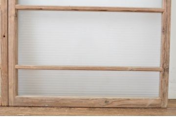 アンティーク建具　銀モールガラス入り!シンプルでどんなお部屋にも合わせやすいガラス窓2枚セット(ガラス戸、引き戸)(R-064317)