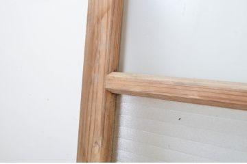 アンティーク建具　銀モールガラス入り!シンプルでどんなお部屋にも合わせやすいガラス窓2枚セット(ガラス戸、引き戸)(R-064317)