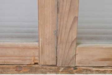 アンティーク建具　銀モールガラス入り!シンプルでどんなお部屋にも合わせやすいガラス窓2枚セット(ガラス戸、引き戸)(R-064317)