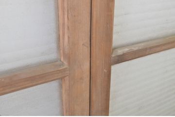 アンティーク建具　銀モールガラス入り!シンプルでどんなお部屋にも合わせやすいガラス窓3枚セット(ガラス戸、引き戸)(R-064318)