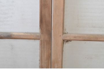 アンティーク建具　銀モールガラス入り!シンプルでどんなお部屋にも合わせやすいガラス窓3枚セット(ガラス戸、引き戸)(R-064318)
