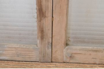 アンティーク建具　銀モールガラス入り!シンプルでどんなお部屋にも合わせやすいガラス窓3枚セット(ガラス戸、引き戸)(R-064318)