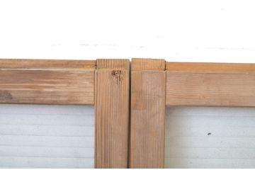 アンティーク建具　銀モールガラス入り!シンプルでどんなお部屋にも合わせやすいガラス窓3枚セット(ガラス戸、引き戸)(R-064318)