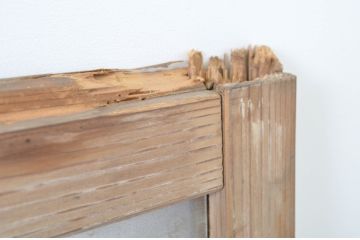 アンティーク建具　銀モールガラス入り!シンプルでどんなお部屋にも合わせやすいガラス窓3枚セット(ガラス戸、引き戸)(R-064318)