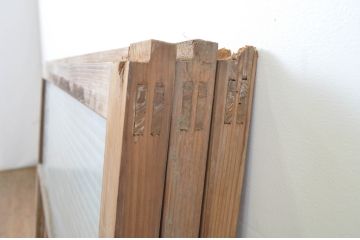 アンティーク建具　銀モールガラス入り!シンプルでどんなお部屋にも合わせやすいガラス窓3枚セット(ガラス戸、引き戸)(R-064318)