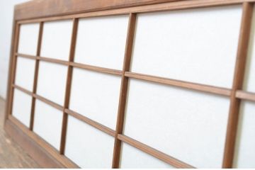 アンティーク建具　裏障子付き　落ち着きのある雰囲気が魅力の組子欄間1枚(明かり取り、明り取り)(R-064325)
