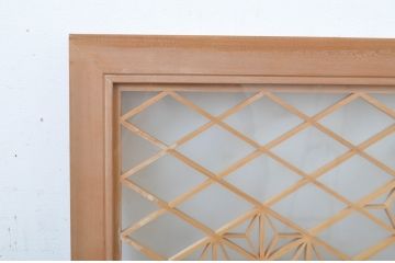 アンティーク建具　両面ガラス入り　品のある雰囲気が魅力的な組子欄間1枚(明かり取り、明り取り)(R-064327)