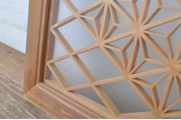 アンティーク建具　両面ガラス入り　品のある雰囲気が魅力的な組子欄間1枚(明かり取り、明り取り)(R-064327)