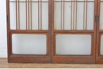 アンティーク建具　レトロな空間づくりにオススメなガラス窓4枚セット(ガラス戸、引き戸)(R-064329)