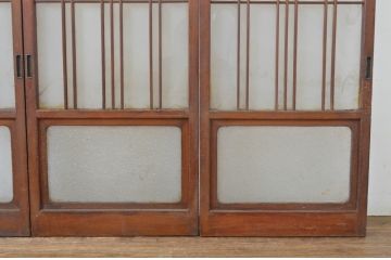 アンティーク建具　レトロな空間づくりにオススメなガラス窓4枚セット(ガラス戸、引き戸)(R-064329)