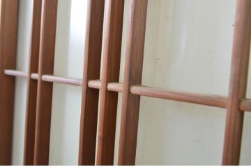 アンティーク建具　レトロな空間づくりにオススメなガラス窓4枚セット(ガラス戸、引き戸)(R-064329)