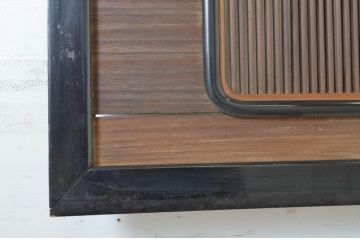 アンティーク建具　高級品!!黒漆枠　繊細な格子が目を惹く凝った造り込みの筬欄間2枚セット(明かり取り、明り取り、オサランマ、おさらんま)(R-064334)