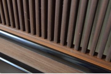 アンティーク建具　高級品!!黒漆枠　繊細な格子が目を惹く凝った造り込みの筬欄間2枚セット(明かり取り、明り取り、オサランマ、おさらんま)(R-064334)