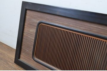 アンティーク建具　高級品!!黒漆枠　繊細な格子が目を惹く凝った造り込みの筬欄間2枚セット(明かり取り、明り取り、オサランマ、おさらんま)(R-064334)