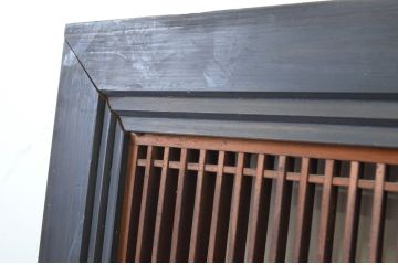 アンティーク建具　整然と並んだ格子が美しい大振りな筬欄間2枚セット(明かり取り、明り取り、オサランマ、おさらんま)(R-064336)