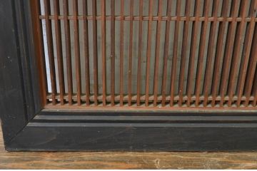 アンティーク建具　整然と並んだ格子が美しい大振りな筬欄間2枚セット(明かり取り、明り取り、オサランマ、おさらんま)(R-064336)