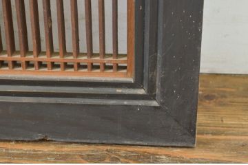 アンティーク建具　整然と並んだ格子が美しい大振りな筬欄間2枚セット(明かり取り、明り取り、オサランマ、おさらんま)(R-064336)