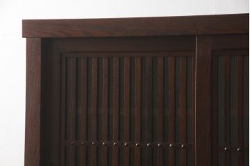 中古　美品　上質な和の空間を演出する二段重ね水屋箪笥(食器棚、茶タンス、キャビネット、収納棚、戸棚)(R-064353)