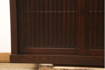 中古　美品　上質な和の空間を演出する二段重ね水屋箪笥(食器棚、茶タンス、キャビネット、収納棚、戸棚)(R-064353)