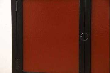 中古　美品　希少　通商産業大臣指定伝統的工芸品　松本民芸家具　和モダンな空間を演出する一閑張りの飾り棚(茶棚、茶箪笥、違い棚、収納棚、戸棚、サイドキャビネット)(R-064357)