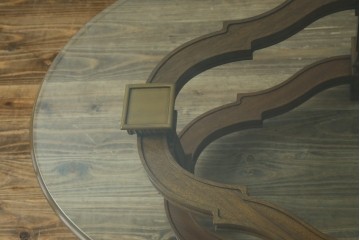 中古　美品　DREXEL HERITAGE(ドレクセルヘリテイジ)　FRANCESCA(フランチェスカ)シリーズ　エレガントなデザインの脚が魅力的なガラス天板のカクテルテーブル　定価約48万円　(R-064381)