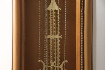 中古　最高級!!　マルマンコレクション　曲線デザインの彫刻が美しい!!クラシカルな空間を演出する象嵌入りホールクロック(柱時計、振り子時計、ディスプレイ)(定価約115万円)(R-064382)