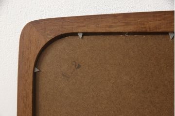 デンマークビンテージ　チーク材　シンプルな角丸デザインがお部屋に馴染みやすいウォールミラー(北欧、壁掛け鏡、姿見、ヴィンテージ)(R-064383)