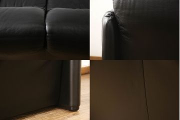 中古　Cassina(カッシーナ)　MARALUNGA(マラルンガ) 675　本革　高級感ある佇まいが目を惹く3人掛けソファ(三人掛け、3P、アームソファ、レザー)(定価約200〜243万円)(R-064444)