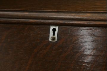 イギリスアンティーク　オーク材　デスクとキャビネットが一体となった使い勝手の良いサイドバイサイドビューローブックケース(ライティングビューロー、キャビネット、サイドボード、デスク、机、在宅ワーク、在宅用ワークデスク)(R-064447)