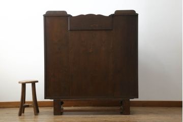 イギリスアンティーク　オーク材　デスクとキャビネットが一体となった使い勝手の良いサイドバイサイドビューローブックケース(ライティングビューロー、キャビネット、サイドボード、デスク、机、在宅ワーク、在宅用ワークデスク)(R-064447)