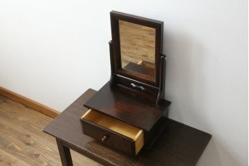 和製ビンテージ　松本民芸家具　和洋折衷の空間に馴染みの良い524型小鏡台(ミラー、引き出し付き、ヴィンテージ)(R-064467)