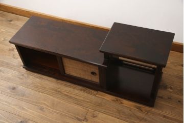 和製ビンテージ　希少　絶版品　北海道民芸家具　上質な和の雰囲気を演出する置き床(ローボード、テレビ台、テレビボード、床、飾り台、飾り棚、ヴィンテージ)(R-064474)