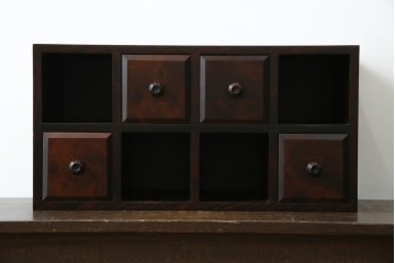 和製ビンテージ　希少　絶版品　北海道民芸家具　縦でも横でもお好みで使える小引き出し　(R-064475)