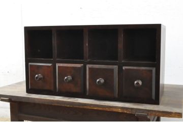 和製ビンテージ　希少　絶版品　北海道民芸家具　縦でも横でもお好みで使える小引き出し(小物収納、卓上収納、ヴィンテージ)(R-064475)