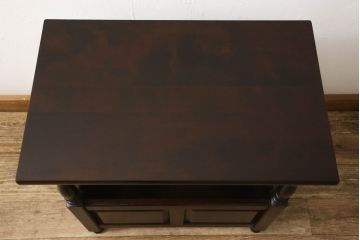 和製ビンテージ　希少な絶版品　北海道民芸家具　HM441　モダンでシックな佇まいのマガジンラックサイドテーブル(マガジン卓、本立て、収納、ヴィンテージ)(R-064477)