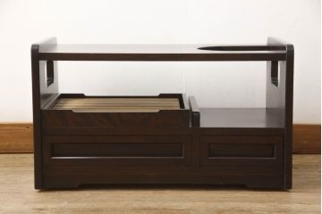 和製ビンテージ　希少な絶版品　北海道民芸家具　高山デザイン　落ち着いた色合いが品のあるポットワゴン(ローテーブル、サイドテーブル、コーヒーテーブル、ヴィンテージ)(R-064478)