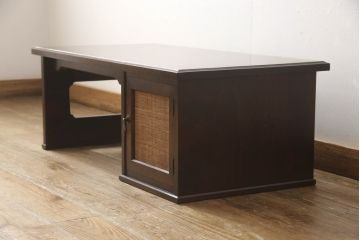 和製ビンテージ　北海道民芸家具　希少な絶版品　涼し気なデザインが魅力の文机(ローテーブル、座机、片袖机、デスク、在宅用、在宅ワーク、ヴィンテージ)(R-064481)