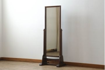 和製ビンテージ　国産民芸家具　シンプルな佇まいが品の良さを感じさせる姿見(スタンドミラー、鏡、ヴィンテージ)(R-064482)