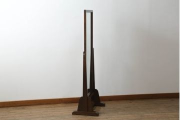 和製ビンテージ　国産民芸家具　シンプルな佇まいが品の良さを感じさせる姿見(スタンドミラー、鏡、ヴィンテージ)(R-064482)