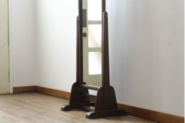 和製ビンテージ　国産民芸家具　シンプルな佇まいが品の良さを感じさせる姿見(スタンドミラー、鏡、ヴィンテージ)(R-064482)
