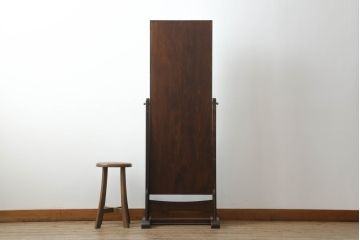 和製ビンテージ　国産民芸家具　シンプルな佇まいが品の良さを感じさせる姿見(スタンドミラー、鏡、ヴィンテージ)(R-064482)