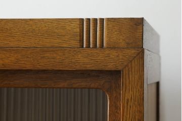 和製アンティーク　上手物!　前面楢(ナラ)材　上質な造りの二段重ね収納棚(キャビネット、食器棚、水屋箪笥、戸棚)(R-064490)