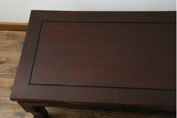 アジアンビンテージ　花梨(カリン)材　繊細な彫刻が見事なローテーブル(センターテーブル、リビングテーブル、ヴィンテージ)(R-064497)