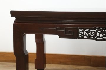アジアンビンテージ　花梨(カリン)材　繊細な彫刻が見事なローテーブル(センターテーブル、リビングテーブル、ヴィンテージ)(R-064497)