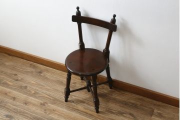 中古　美品　松本民芸家具　凝った装飾が素敵な南京小椅子(イス、板座チェア、ダイニングチェア)(R-064502)