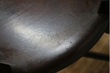 中古　美品　松本民芸家具　凝った装飾が素敵な南京小椅子(イス、板座チェア、ダイニングチェア)(R-064502)