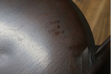 中古　美品　松本民芸家具　凝った装飾が素敵な南京小椅子(イス、板座チェア、ダイニングチェア)(R-064502)