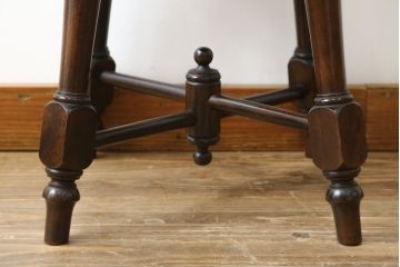 中古　美品　松本民芸家具　凝った装飾が素敵な南京小椅子(イス、板座チェア、ダイニングチェア)(R-064502)