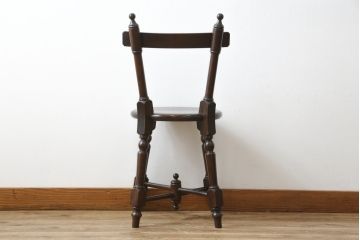 中古　美品　松本民芸家具　凝った装飾が素敵な南京小椅子(イス、板座チェア、ダイニングチェア)(R-064502)
